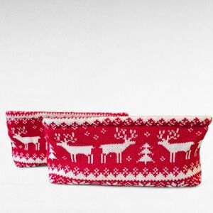 Red and White Knit Storage Baskets